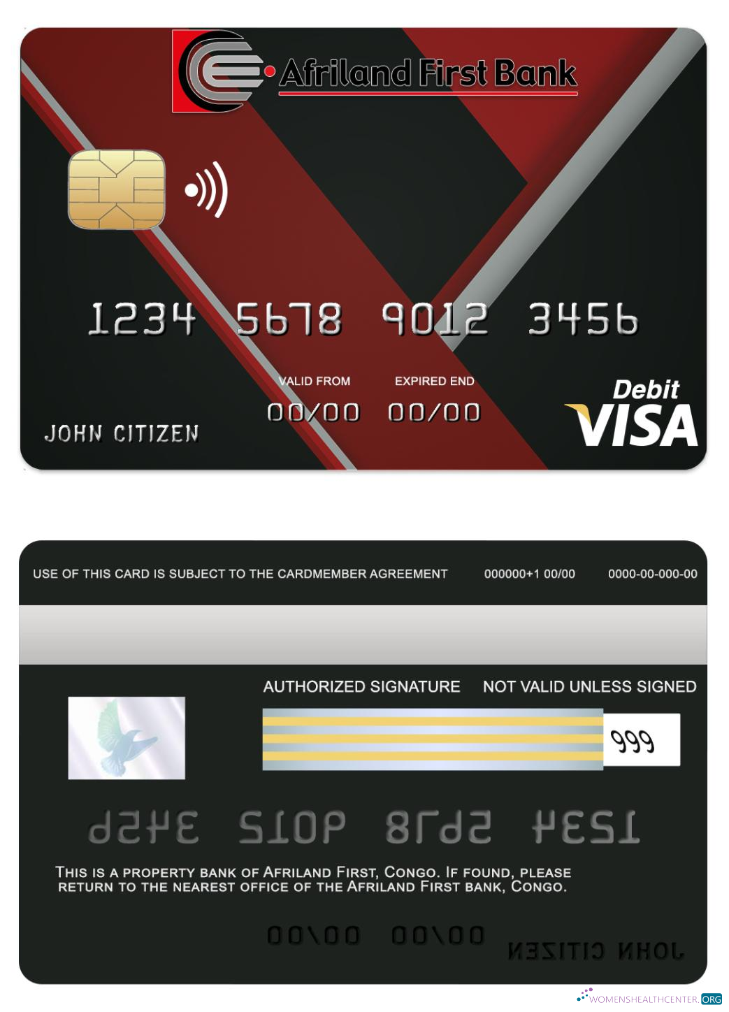 Download Congo Afriland First bank visa card Photoshop template